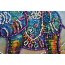 Mini Bead embroidery kit Neon elephant 15x15 cm AM-149