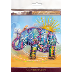 Mini Bead embroidery kit Neon elephant Abris Art AM-149
