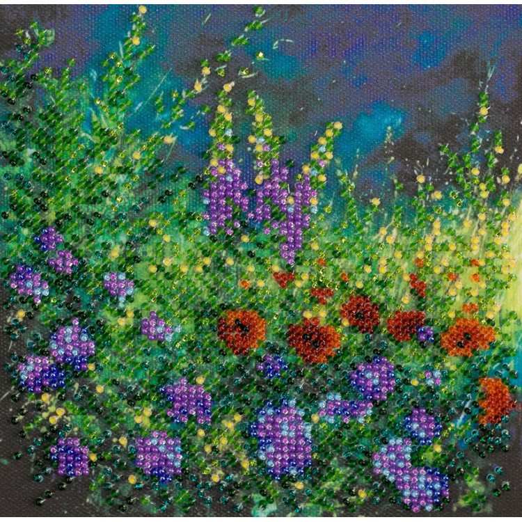 Mini Bead embroidery kit Wild field 15x15 cm AM-172