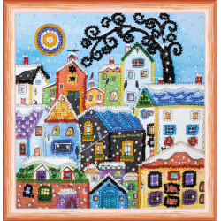 Mini Bead embroidery kit Bright houses 15x15 cm AM-146
