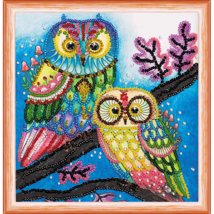 Mini Bead embroidery kit Night couple 15x15 cm AM-150