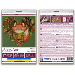 Pagrindinis karoliukų siuvinėjimo rinkinys Raudona lapė (gyvūnai) Abris Art AM-243