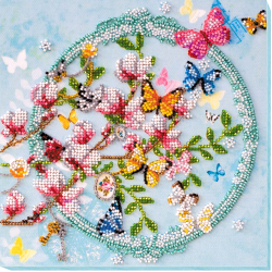 Mid-sized bead embroidery kit Keys to the spring (Flowers) 20x20 cm AMB-020