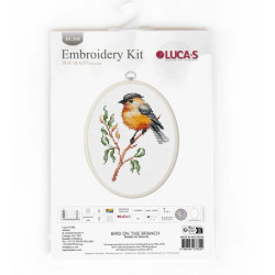 Cross Stitch Kit with Hoop Included  "Bird On The Branch" 8x10,5cm SBC106