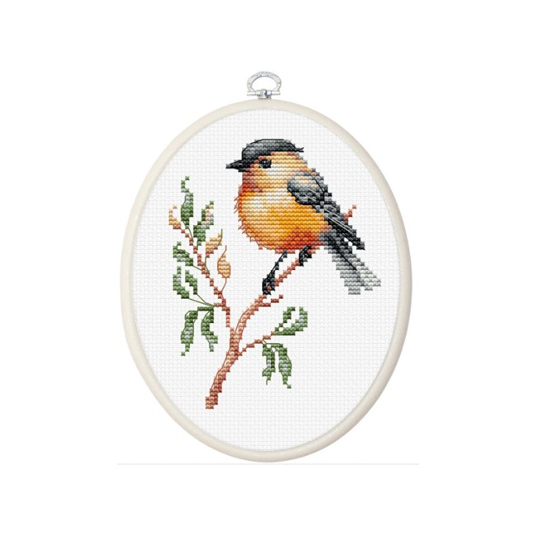 Cross Stitch Kit with Hoop Included  "Bird On The Branch" 8x10,5cm SBC106