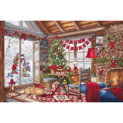Cross stitch kit "Christmas Cabin" 43x29cm SLETIL8105