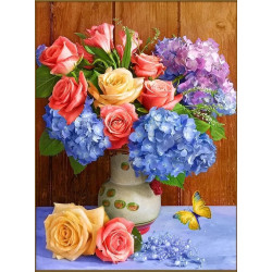 (Discontinued) Bouquet of roses and gorgeous hydrangeas 30*40 cm AZ-1876