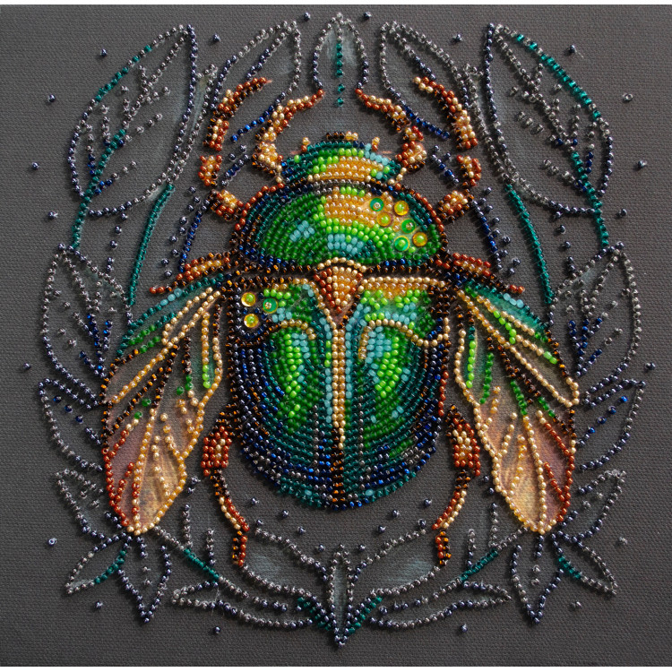 Main Bead Embroidery Kit Emerald beetle (Deco Scenes) 20x20 cm AAMB-105