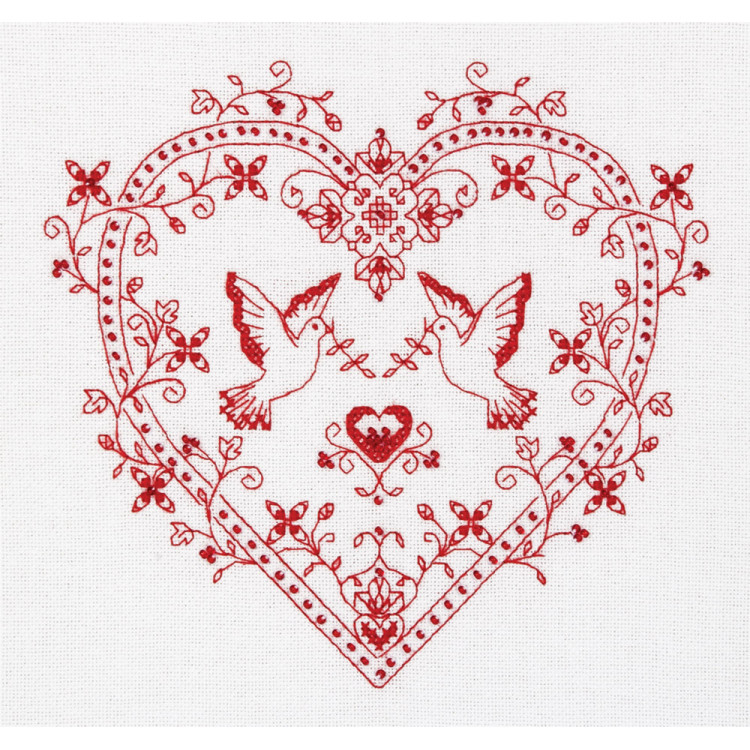 Набор для вышивки крестом "Сердце с голубями" PSO-1403