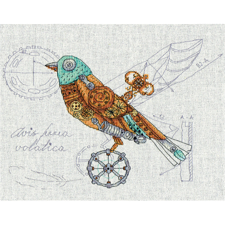 Kreuzstichset „Uhrwerkvogel“ PM-1871