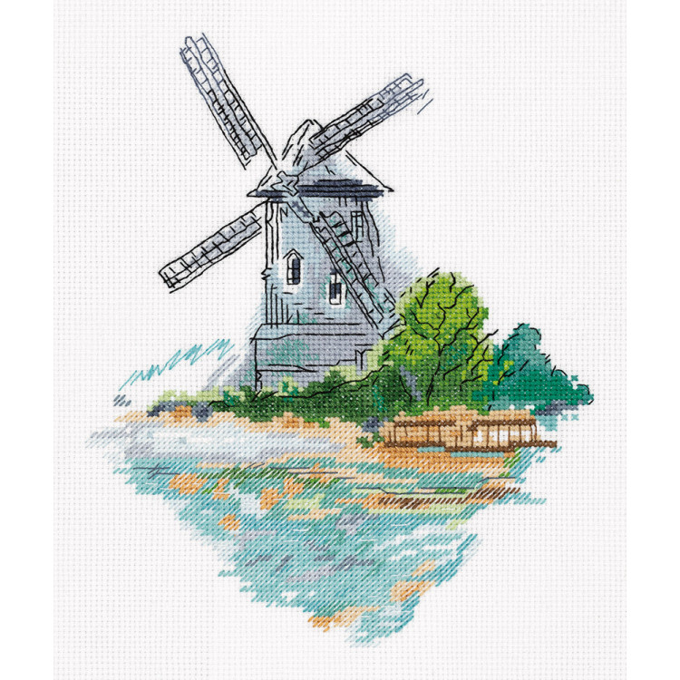 Kreuzstichset „Windmühle am Ufer“ KL8-384
