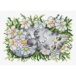 Kreuzstichset „Kätzchen in Gänseblümchen“ SV-682