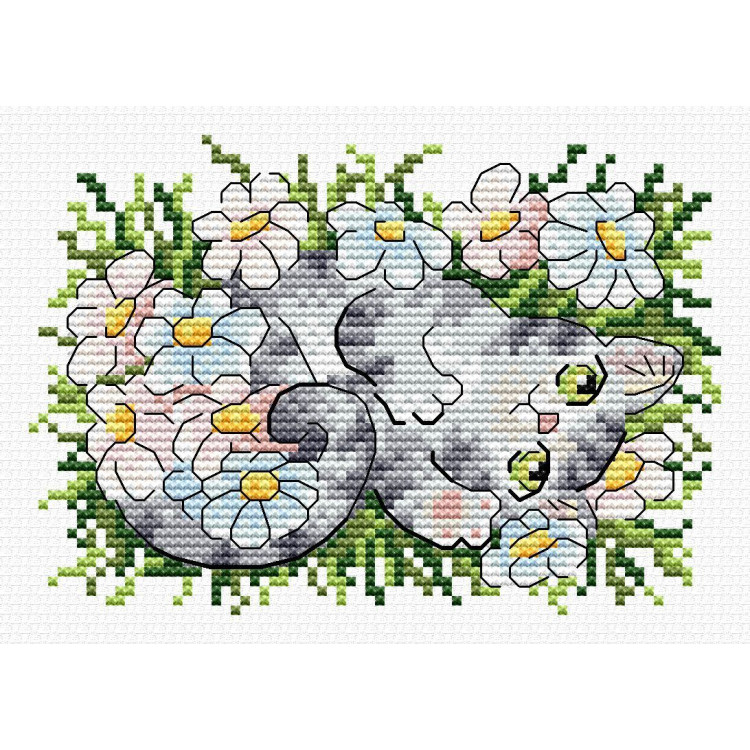 Cross stitch kit "Kitten in daisies" SV-682