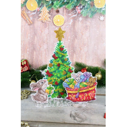 Cross stitch kit "Christmas tree with gifts. Set of 3 scenes + stand" SR-945