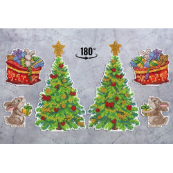 Kreuzstichset „Weihnachtsbaum mit Geschenken. Set mit 3 Szenen + Ständer“ SR-945