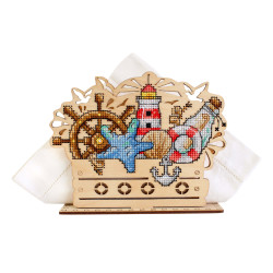 Cross-stich on wooden base "Napkin holder “Sea Treasures” SO-106