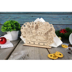 Cross-stich on wooden base "Napkin holder “New Year is coming” SO-096