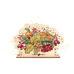 Cross-stich on wooden base "Napkin holder “Autumn Bouquet” SO-091