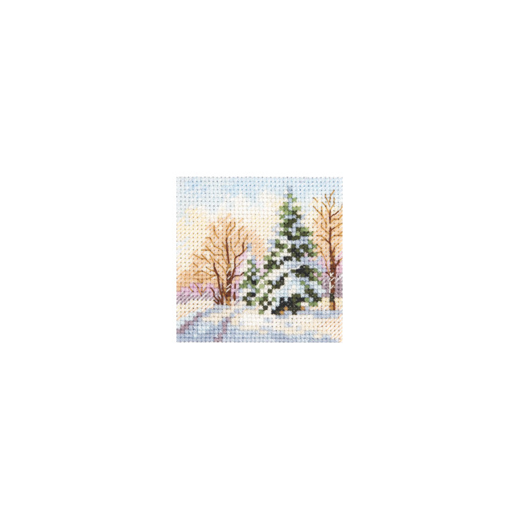 Kreuzstichset „Der Winter kam. Fichte unter dem Schnee“ S0-237