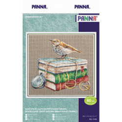 Cross stitch kit PANNA "Booklover (grey-brown canvas)" PRE-7249