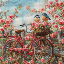 Cross Stitch Kit Bicycle with Roses 29x29 cm SBU5061