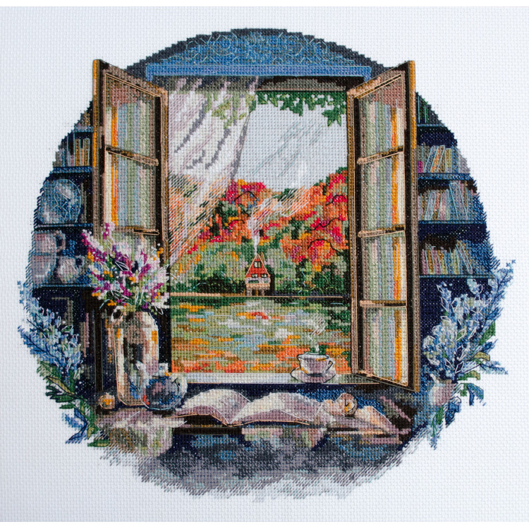 Cross-stitch kit Tea party by the window 23x23 cm AAH-199