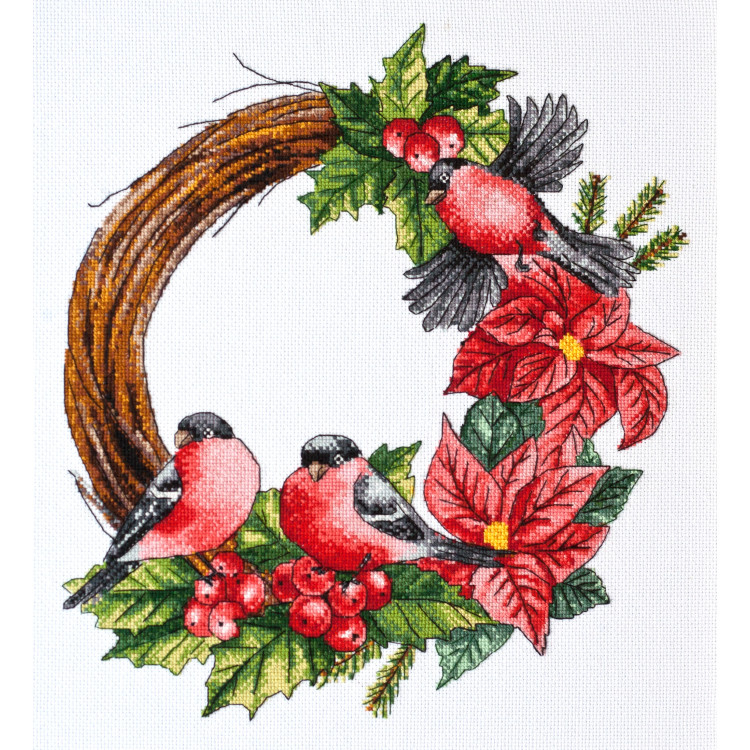 Cross-stitch kit Christmas wreath (Winter tale) 25x27 cm AAH-154