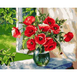 Wizardi Painting by Numbers Kit Poppies on the Windowsill 40x50 cm B025