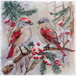 Cross-stitch kits - Chittering about winter (Deco Scenes) 25x25 cm AAH-238