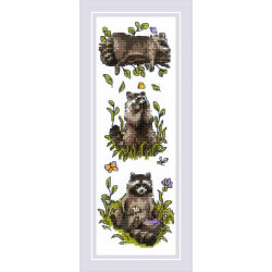 Cross stitch kit "Three Raccoons" 8x24 cm SR2223