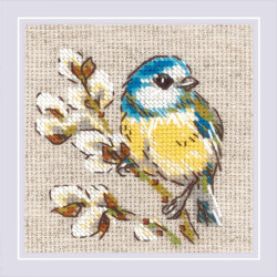 Cross stitch kit "Titmouse" 10x10 cm SR2244