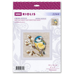 Cross stitch kit "Titmouse" 10x10 cm SR2244