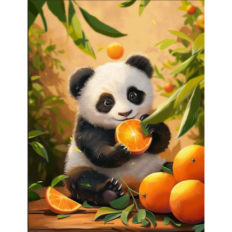 Diamond Painting with subframe Panda with oranges 30x40 cm VA825