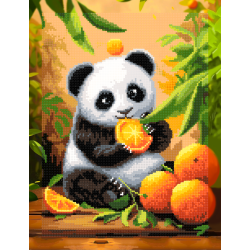 Diamond Painting mit Unterrahmen Panda mit Orangen 30x40 cm VA825