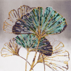 Mid-sized bead embroidery kit - Emerald leaves (Deco Scenes) 20x20 cm AAMB-087