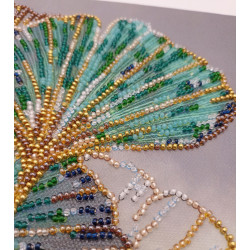 Mid-sized bead embroidery kit - Emerald leaves (Deco Scenes) 20x20 cm AAMB-087