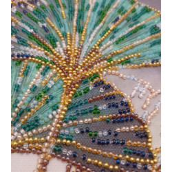 Mid-sized bead embroidery kit - Emerald leaves (Deco Scenes) 20x20 cm AAMB-087