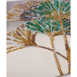 Mid-sized bead embroidery kit - Emerald leaves (Deco Scenes) 20x20 cm AAMB-087