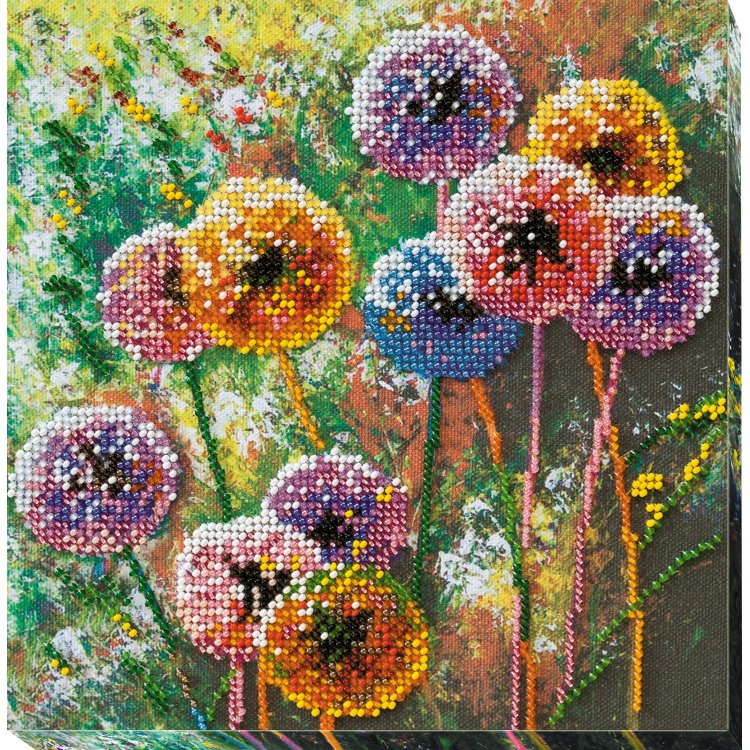 Mid-sized bead embroidery kit - Multi-colored balls (Flowers) AAMB-017