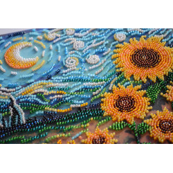 Mid-sized bead embroidery kit - Sunflowers in night’s embrace (Deco Scenes) 20x20 cm AAMB-111