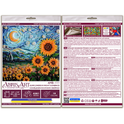 Mid-sized bead embroidery kit - Sunflowers in night’s embrace (Deco Scenes) 20x20 cm AAMB-111