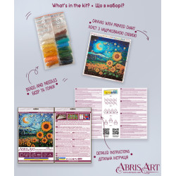 Mid-sized bead embroidery kit - Sunflowers in night’s embrace (Deco Scenes) 20x20 cm AAMB-111