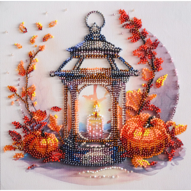 Mid-sized bead embroidery kit - Autumn light (Deco Scenes) 20x20 cm AAMB-109