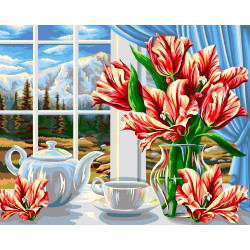 Wizardi Painting by Numbers Kit Autumn Tea 40x50 cm B084