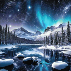 Diamond Painting kit "Magical Northern Lights" 40x40 cm WD3205