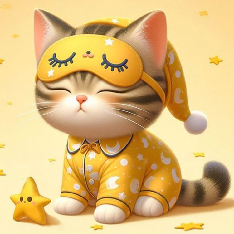 Diamant Malerei Set "Schläfrige Katze" 20x20 cm WD3203
