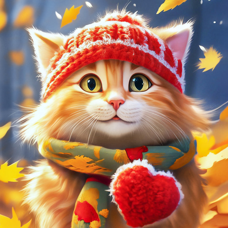 Diamond Painting Set „Herbstkatze“ 30x30 cm WD3202