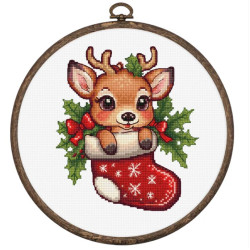 Cross Stitch Kit with Hoop Included "Santa's Surprise" 13,5x15cm SBC236