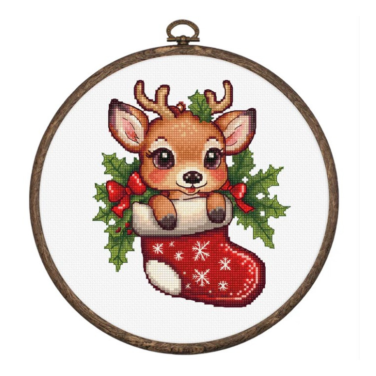 Cross Stitch Kit with Hoop Included "Santa's Surprise" 13,5x15cm SBC236