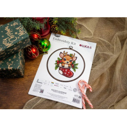 Cross Stitch Kit with Hoop Included "Santa's Surprise" 13,5x15cm SBC236